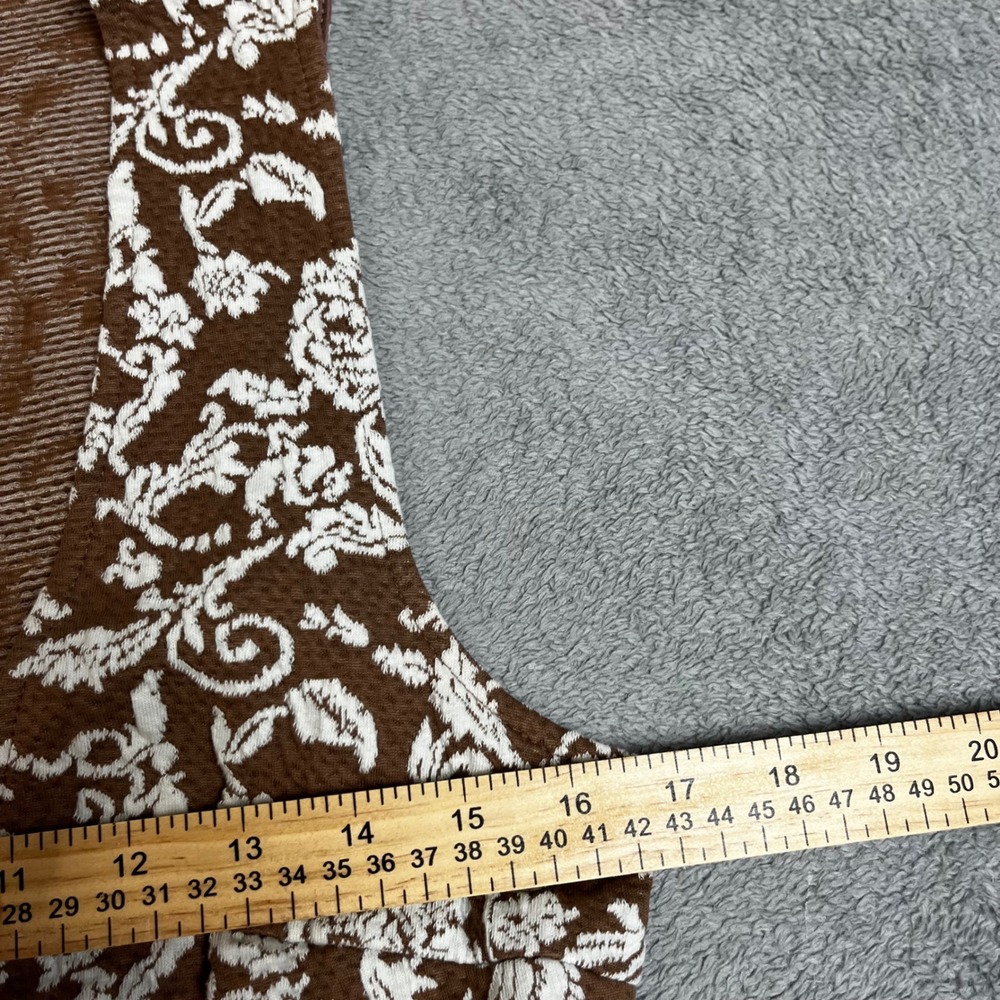 a'reve Anthro Brown Floral Embroidered Lace Boho Vest with Tassels Coverup Small - Picture 7 of 8